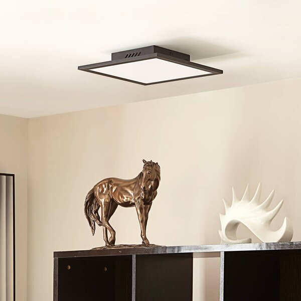 Lindby LED panel Lamin, čierny, 30 cm, stmievateľný, diaľkové ovládanie, Čierna, Obývacia izba / jedáleň, Moderný, Stropné svetlo