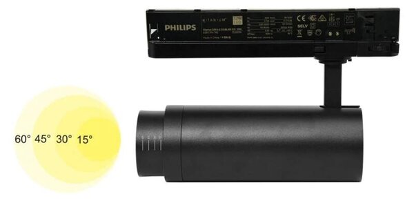 LED svietidlo pre lištový systém 30W, (3f) 15-60st., 4100K, čierne (TR-TL-30W/CR/NA)
