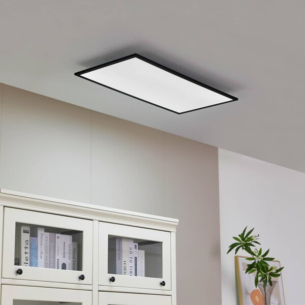 Lindby LED panel Lamin, čierny, 80 cm, stmievateľný, diaľkové ovládanie, Čierna, Obývacia izba / jedáleň, Moderný, Stropné svetlo