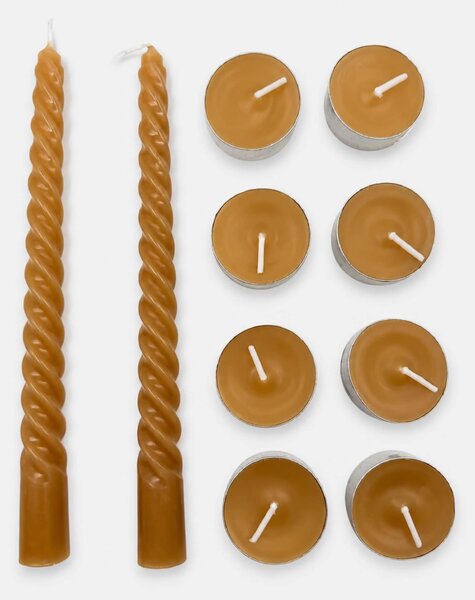 Sinsay - Súprava sviečok: špirálové stolové sviečky a čajové sviečky 10 pack - svetlohnedosivá