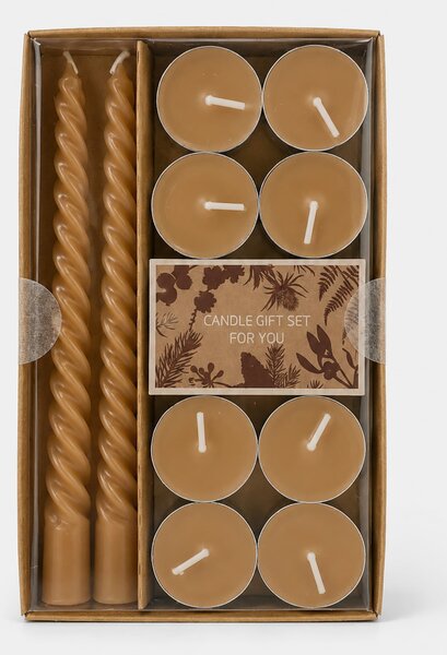 Sinsay - Súprava sviečok: špirálové stolové sviečky a čajové sviečky 10 pack - svetlohnedosivá