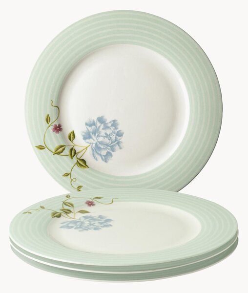 Porcelánové plytké taniere Mint Candy Stripe, 4 ks