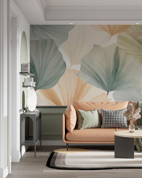 Tapety Ginko v šalviovej, Fototapety s prírodnými motívmi, w05772 : Uwalls.sk