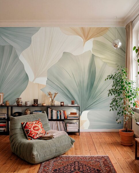 Tapety Ginko v šalviovej, Fototapety s prírodnými motívmi, w05772 : Uwalls.sk