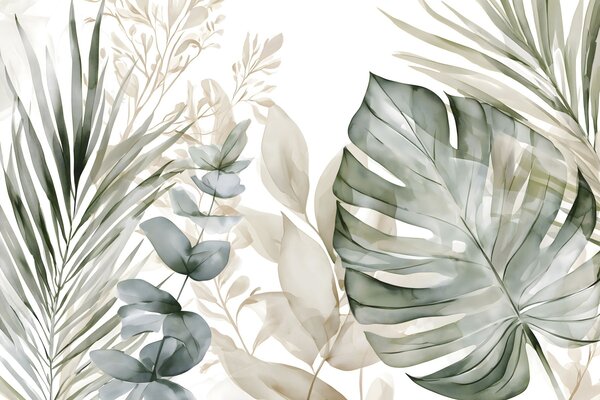 Tapety Monstera v akvareli, Fototapety s prírodnými motívmi, w05867 : Uwalls.sk