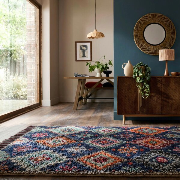 KOBEREC S VYSOKÝM VLASOM, 133/190 cm tmavomodrá Flair Rugs - Online Only bytové doplnky, Online Only