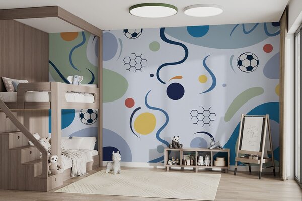 Tapety Farebné abstraktné tvary, futbalové lopty a čiary, Fototapety Šport, w05142v1 : Uwalls.sk
