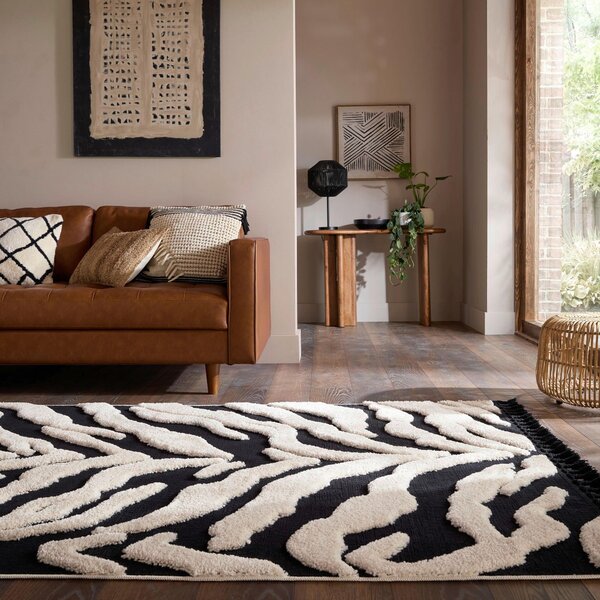 KOBEREC S VYSOKÝM VLASOM, 133/190 cm čierna Flair Rugs - Online Only bytové doplnky, Online Only