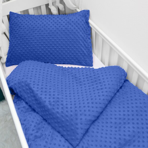 Biante Detské posteľné obliečky do postieľky Minky 3D bodky MKP-001 Modré Do postieľky 90x120 a 40x60 cm