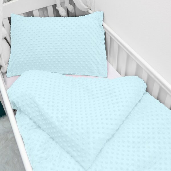 Biante Detské posteľné obliečky do postieľky Minky 3D bodky MKP-013 Ľadové modré Do postieľky 90x120 a 40x60 cm