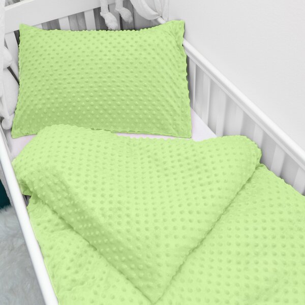 Biante Detské posteľné obliečky do postieľky Minky 3D bodky MKP-005 Pastelové svetlo zelené Do postieľky 90x120 a 40x60 cm