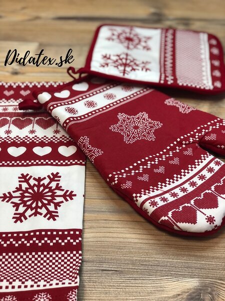 Sendia Textil A-0 Vianočný kuchynský 3 set Vločky