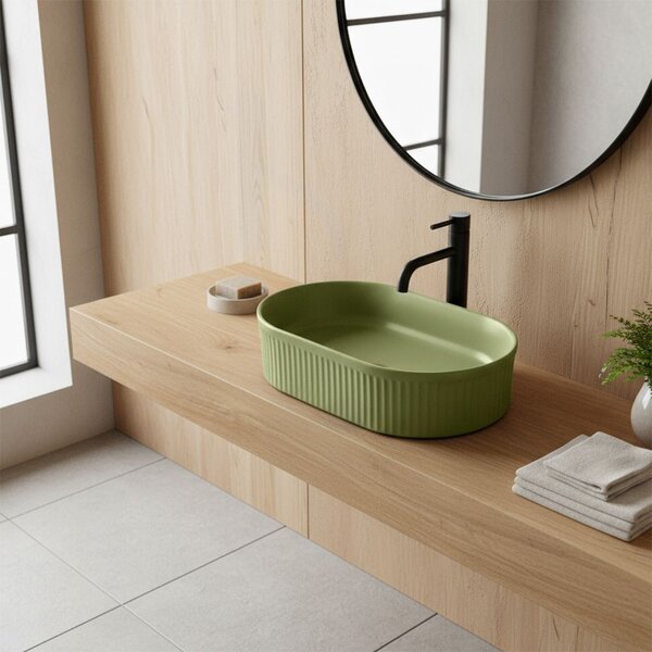 Rea Vanda, umývadlo na dosku 490x310x130 mm, svetlá zelená matná, REA-U3612