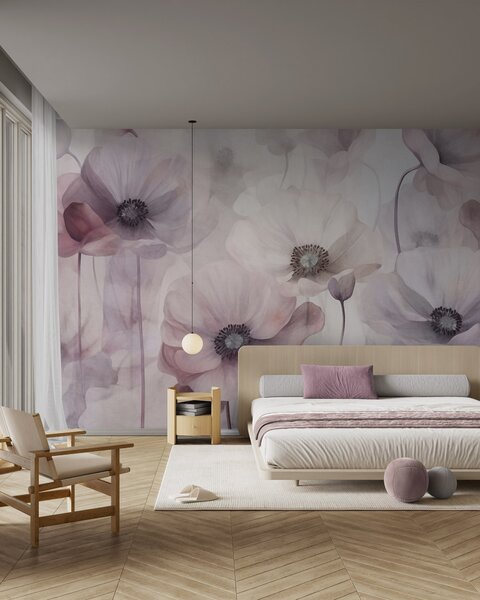 Tapety Svetloružové a biele maky s jemnými okvetnými lístkami, Fototapety s kvetmi, w10029v1 : Uwalls.sk