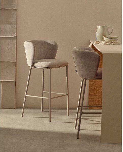 Béžová barová stolička (výška sedadla 65 cm) Ciselia – Kave Home