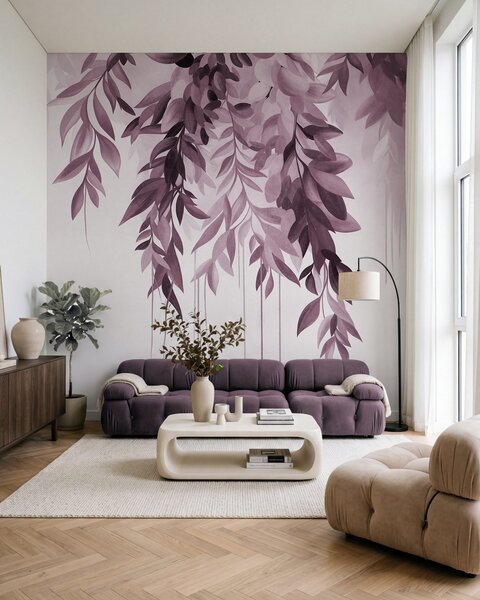 Tapety Kaskáda listov · Fialová, Fototapety akvarel, w10057v1 : Uwalls.sk