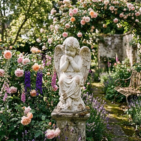 Béžová antik dekorácia socha Angel Antiqou French - 32*23*56 cm - J-Line by Jolipa