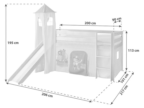 POSTEĽ S PRIESTOROM NA HRU 90/200 cm, Livetastic - Detské izby, Online Only