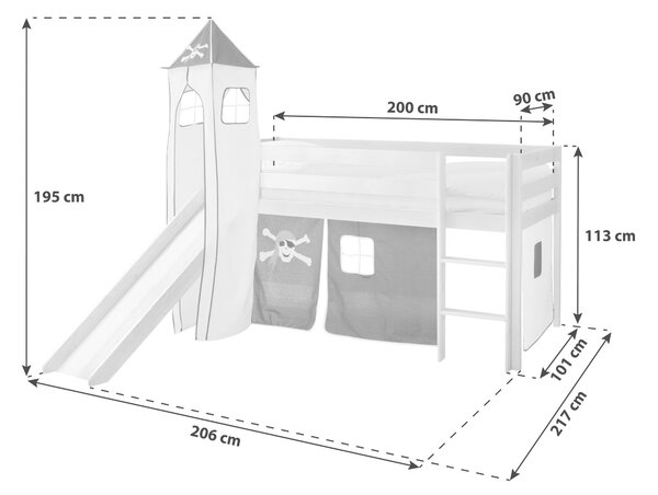 POSTEĽ S PRIESTOROM NA HRU 90/200 cm, MID.YOU - Detské izby, Online Only