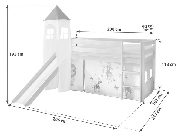 POSTEĽ S PRIESTOROM NA HRU 90/200 cm, MID.YOU - Detské izby, Online Only