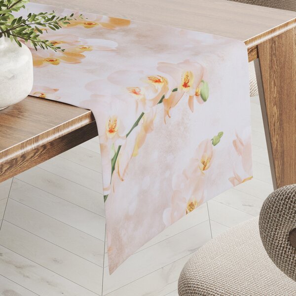 Biante Teflónový behúň na stôl TF-045 Orchidey na béžovom 20x120 cm