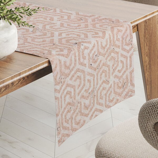 Biante Zamatový behúň na stôl Tamara TMR-029 Ružovobéžové hexagony s čiernym žíhaním 20x120 cm