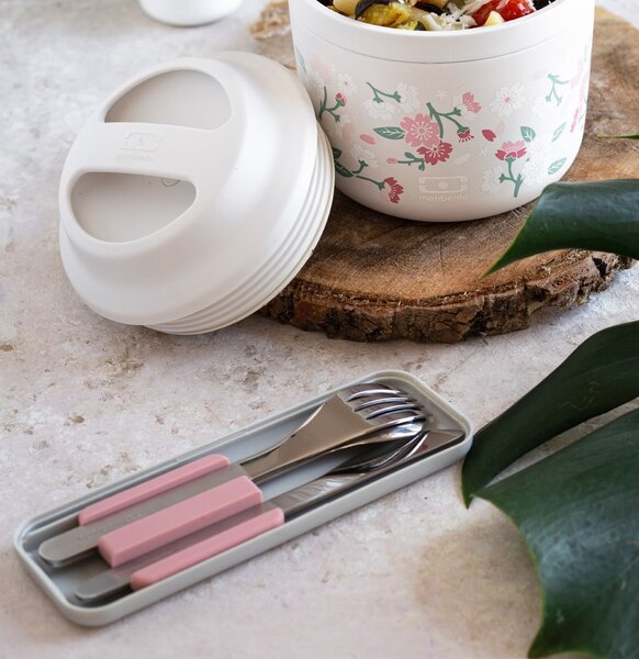 Nehrdzavejúca sada príborov Monbento Slim Box Pink Moka