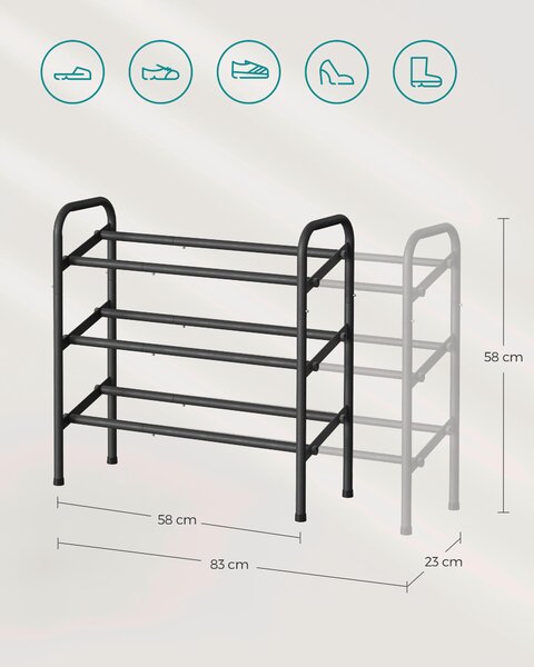 REGÁL NA TOPÁNKY, čierna, 83/58/23 cm Boxxx - Online Only drobný nábytok, Online Only