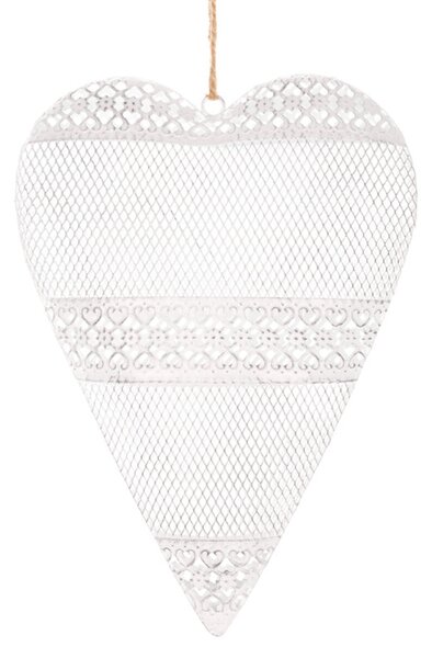 Srdce kovové 28cm biele