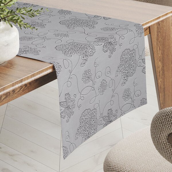Biante Teflónový behúň na stôl TF-083 Kvetované ornamenty na sivom 20x120 cm