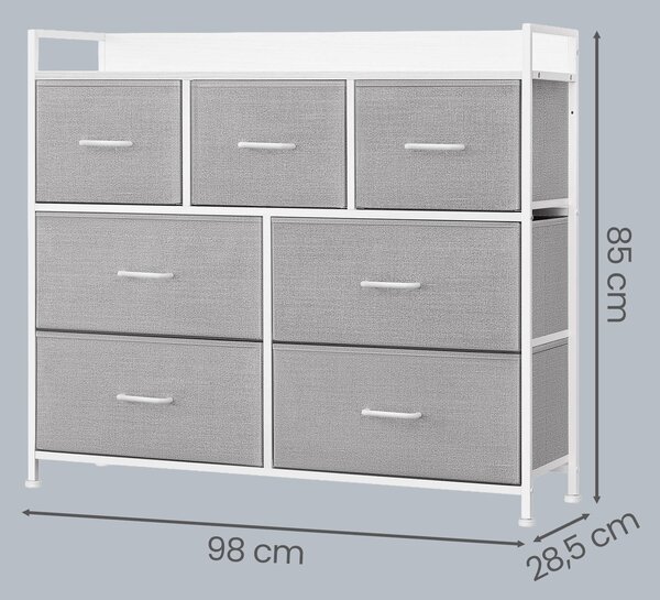 KOMODA, biela, svetlosivá, 98/85/28,5 cm Boxxx - Komody, Online Only