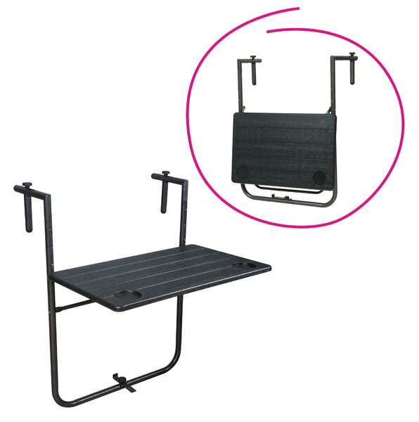 KONDELA Skladací balkónový stolík, čierna, UZOR