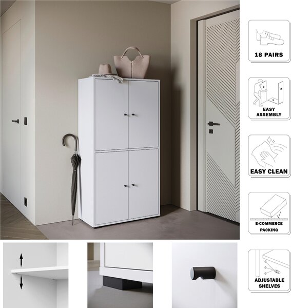 SKRINKA NA TOPÁNKY, biela, 70/131/33 cm P & B - Online Only drobný nábytok, Online Only