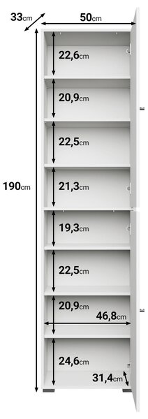 SKRINKA NA TOPÁNKY, biela, 50/190/33 cm P & B - Online Only drobný nábytok, Online Only