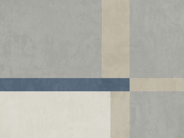 Tapety Geometrické bloky v odtieňoch šedej a béžovej s modrým pruhom, Fototapety geometria, w05891v1 : Uwalls.sk