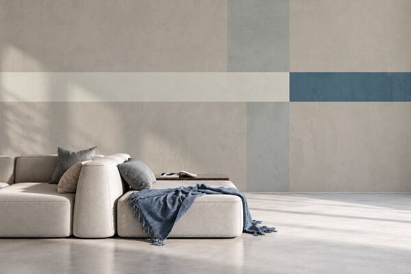 Tapety Abstraktné béžové a sivé obdĺžniky s modrým akcentom, Fototapety geometria, w05891v2 : Uwalls.sk