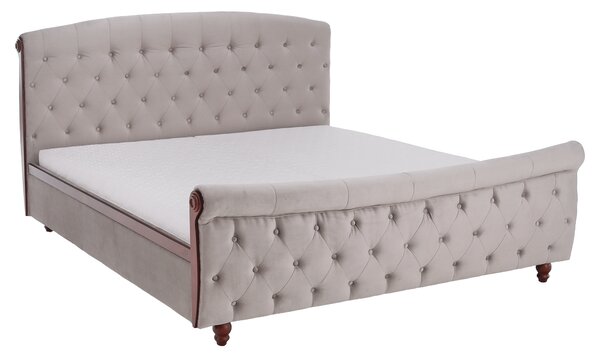 KONDELA Posteľ s roštom, 180x200, sivohnedá Taupe Velvet látka, BARETO