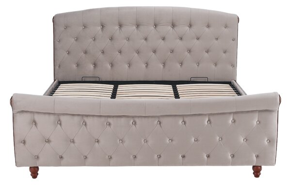 KONDELA Posteľ s roštom, 180x200, sivohnedá Taupe Velvet látka, BARETO