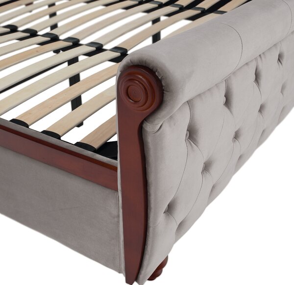 KONDELA Posteľ s roštom, 180x200, sivohnedá Taupe Velvet látka, BARETO