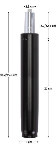 KONDELA Plynový piest, čierna, dĺžka 69,4 cm, 150 kg, PIEST TYP 7