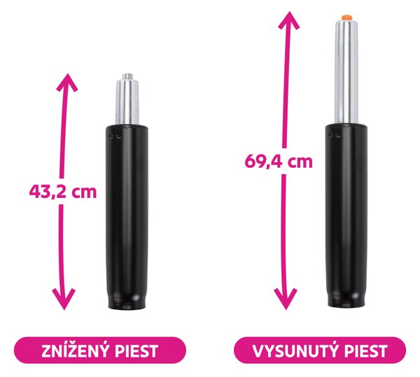 KONDELA Plynový piest, čierna, dĺžka 69,4 cm, 150 kg, PIEST TYP 7