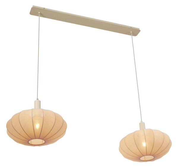 Japandi závesná lampa béžová s látkovým tienidlom 2-svetlá - Bida