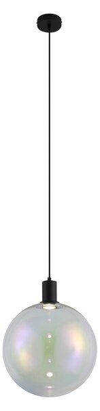 Dizajnové závesné svietidlo čierne s dúhovým sklom 35 cm - Mallon
