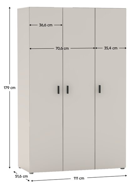 KONDELA Skriňa, trojdverová, kašmír, RAMSA 3