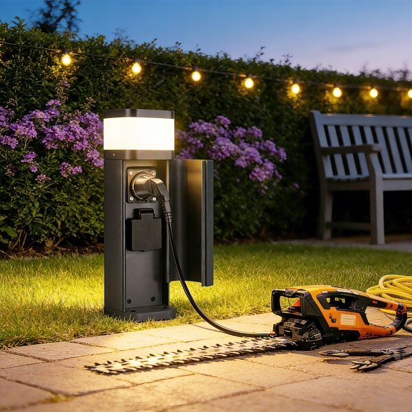 Brilagi -Vonkajšia lampa s 2 zásuvkami typu SCHUKO PILLAR 1xG9/11W/230V IP44 antracit