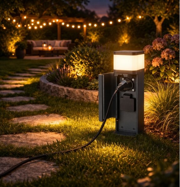 Brilagi -Vonkajšia lampa s 2 zásuvkami typu SCHUKO PILLAR 1xG9/11W/230V IP44 antracit
