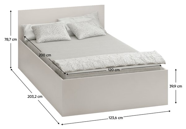 KONDELA Posteľ s kovovým roštom a úložným priestorom, 120x200, kašmír, DOLI