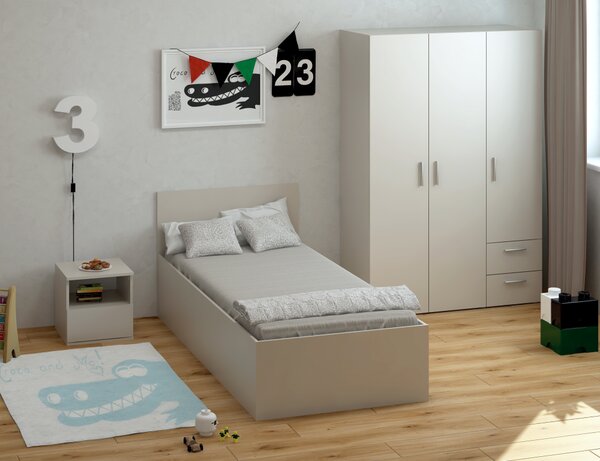 KONDELA Posteľ s kovovým roštom a úložným priestorom, 90x200, kašmír, DOLI