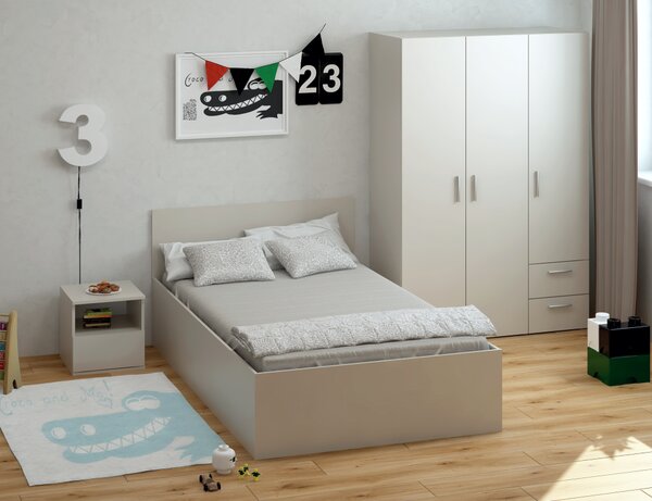 KONDELA Posteľ s kovovým roštom a úložným priestorom, 120x200, kašmír, DOLI