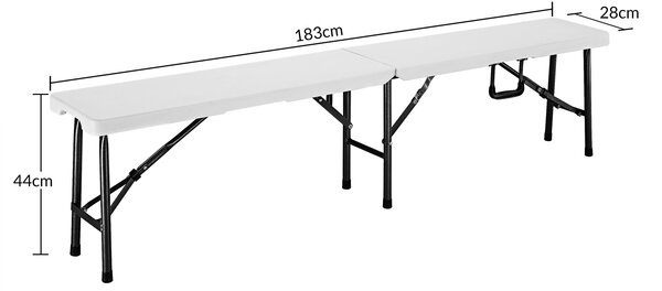 Sada 2 skladacích lavíc 180 cm - biela